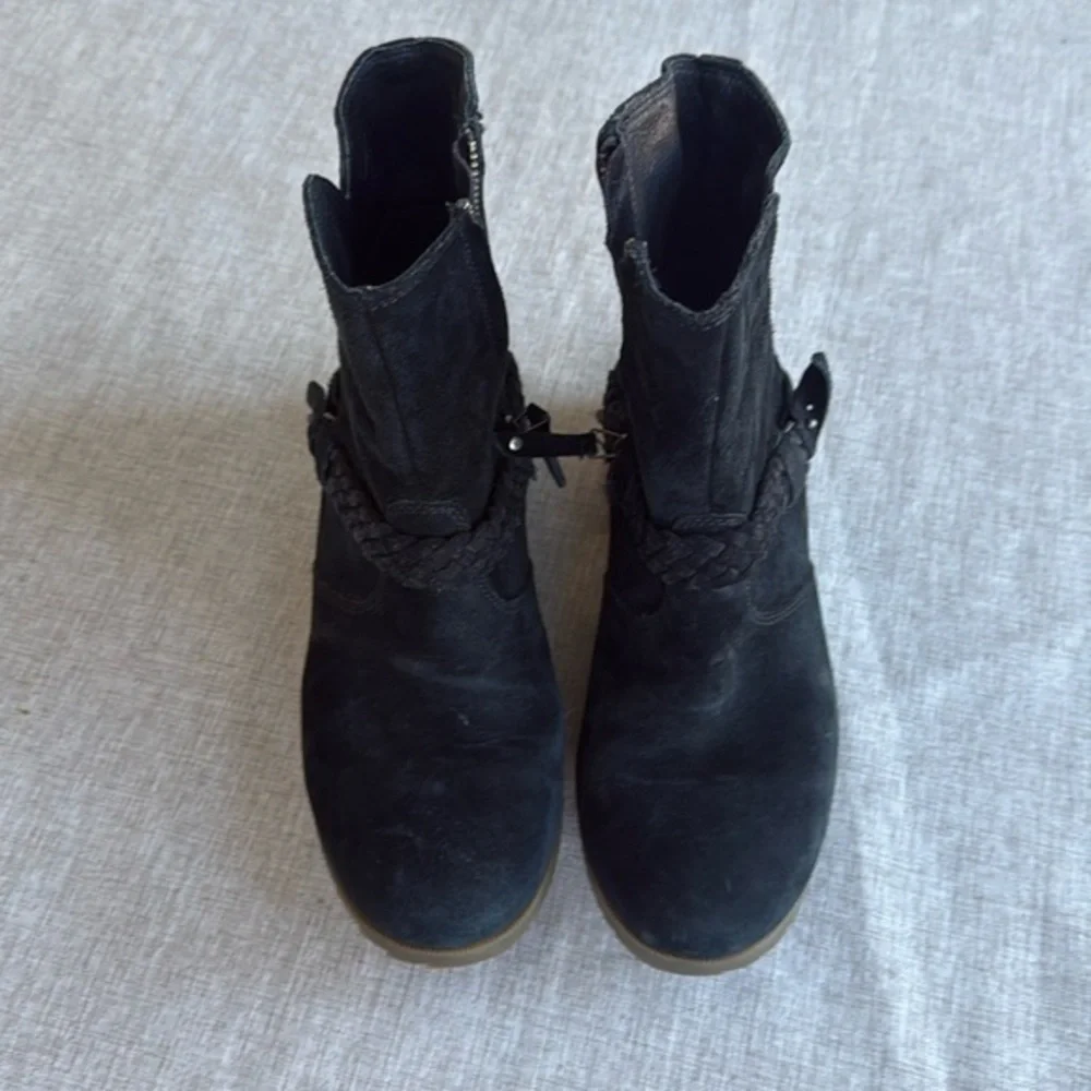 Teva De La Vina Waterproof Suede Black Side Zip Leather Ankle Boot‎ size 7